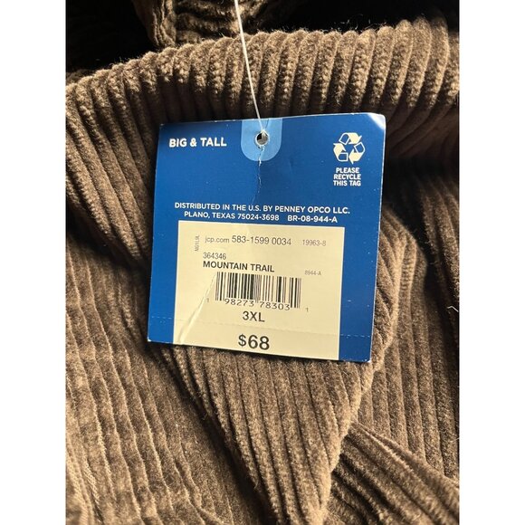 Arizona Jean Co Mens Brown Corduroy Long Sleeve Button Up Shirt Shacket 3XL - Picture 7 of 13